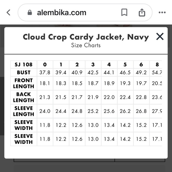 Alembika Cloud Crop Cardy Jacket Navy Size 5 - Picture 16 of 16